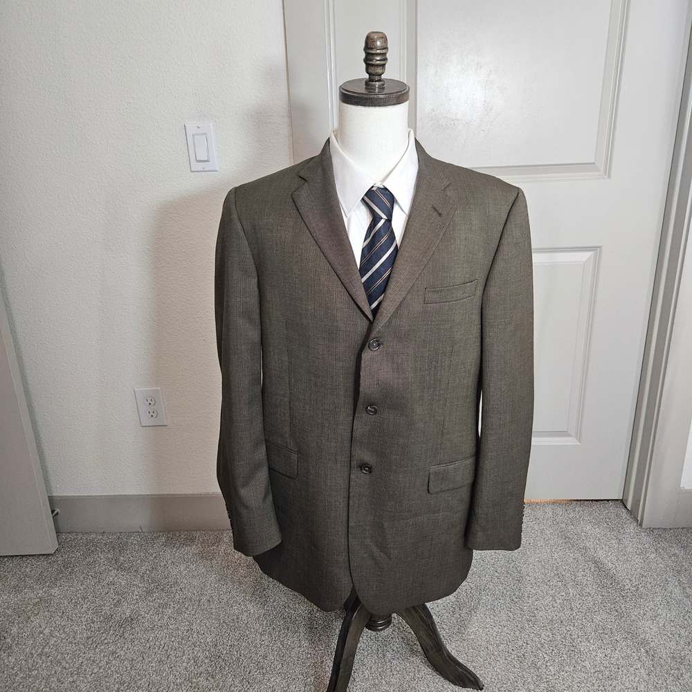 Burberry London Mens 44 Long Brown 100% Wool Super 100s 3 Button Blazer‎ Jacket